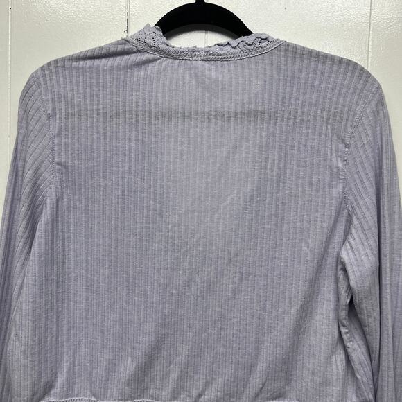 Free People Linen Blend Bohemian Cropped Lavender Women's Boxy Top Size Large - Picture 7 of 13